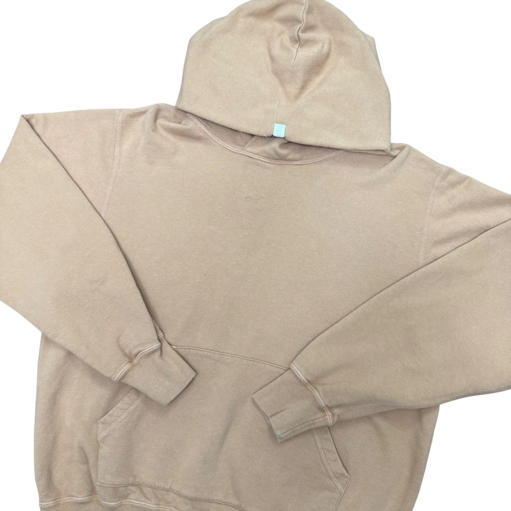 TKEES Pullover Hoodie Women Size 1 Tan French Terry Cotton Made in Canada Sweat